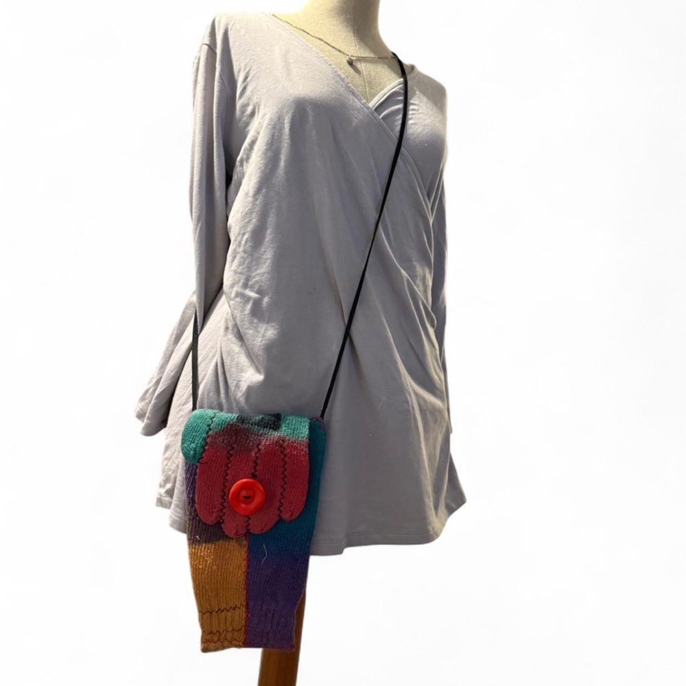 Colorful Patchwork Glove Mini Bag With Button Det… - image 2